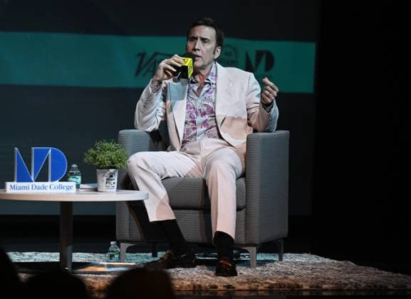 MIAMI, FL - MARCH 05: Nicolas Cage attends the Variety Legends and Groundbreakers Award celebration honoring Nicolas Cage during the 40th Annual Miami Film Festival at Miami Dade College Wolfson Auditorium on March 5, 2023 in Miami Florida. Copyright: xmpi04x