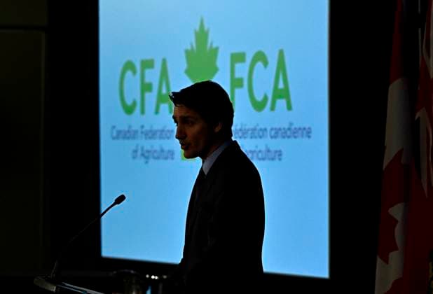 March 6, 2023, Ottawa, ON, CAN: Prime Minister Justin Trudeau makes a keynote address at the Canadian Federation of Agriculture Annual General Meeting, in Ottawa, on Monday, March 6, 2023. Ottawa CAN  - ZUMAc35_ 20230306_zaf_c35_055 Copyright: xJustinxTangx