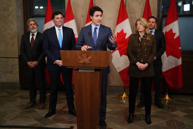March 6, 2023, Ottawa, ON, CANADA: Prime Minister Justin Trudeau speaks during a news conference on Parliament Hill in Ottawa on Monday, March 6, 2023. Trudeau is calling on the committee of parliamentarians that reviews matters of national security and the national intelligence watchdog to independently investigate concerns about foreign interference in Canada. Ottawa CANADA  - ZUMAc35_ 20230306_zaf_c35_099 Copyright: xSeanxKilpatrickx