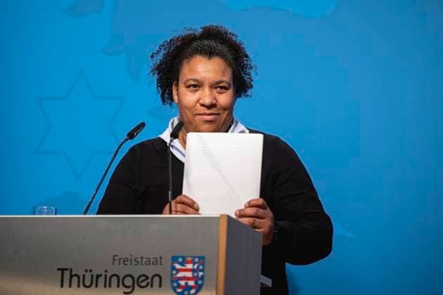News Themen der Woche KW10 News Bilder des Tages REGIERUNGSMEDIENKONFERENZ THÜRINGEN 07 03 2023 - Erfurt: Die Thüringer Ministerin für Migration, Justiz und Verbraucherschutz, Doreen Denstädt (Bündnis 90 Die Grünen), in der Regierungsmedienkonferenz der Thüringer Landesregierung am 7. März 2023 im Erfurter Haus Dacheröden. _________________ *** GOVERNMENT MEDIA CONFERENCE THURINGIA 07 03 2023 Erfurt The Thuringian Minister for Migration, Justice and Consumer Protection, Doreen Denstädt Bündnis 90 Die Grünen , in the government media conference of the Thuringian state government on 7 March 2023 in Erfurt House Dacheröden.