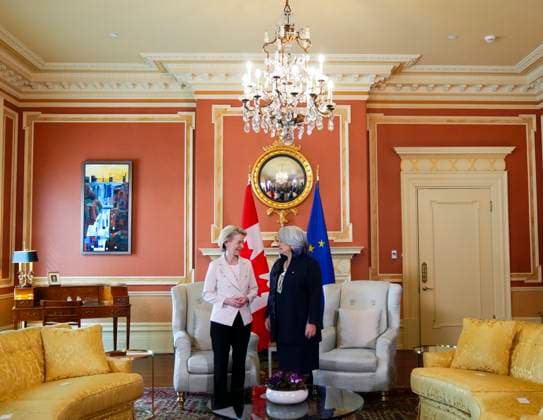 March 8, 2023, Ottawa, ON, CAN: European Commission President Ursula von der Leyen meets with Governor General Mary Simon at Rideau Hall in Ottawa on Wednesday, March 8, 2023. Ottawa CAN  - ZUMAc35_ 20230308_zaf_c35_008 Copyright: xSeanxKilpatrickx