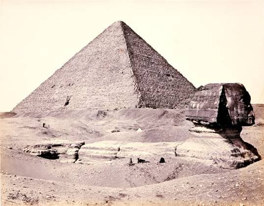 RECORD DATE NOT STATED ï»¿Francis Frith, The Great Pyramid and the Great Sphinx, from the southwest, C. 1860, albumen silver print from glass negative. Copyright: xpiemagsx clararpie07032023-6821 !ACHTUNG AUFNAHMEDATUM GESCHÄTZT!