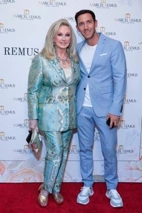 March 8, 2023, Beverly Hills, California, USA: BEVERLY HILLS, CA - MAR 8, 2023: Morgan Fairchild, Marcel Remus at the Remus Pre Award Tea Time at The Beverly Hills Hotel. Beverly Hills USA - ZUMAg107 20230308_zep_g107_071 Copyright: xNinaxPrommerx