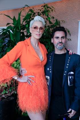 March 8, 2023, Beverly Hills, California, USA: BEVERLY HILLS, CA - MAR 8, 2023: Brigitte Nielsen, Mattia Dessi at the Remus Pre Award Tea Time at The Beverly Hills Hotel. Beverly Hills USA - ZUMAg107 20230308_zep_g107_098 Copyright: xNinaxPrommerx