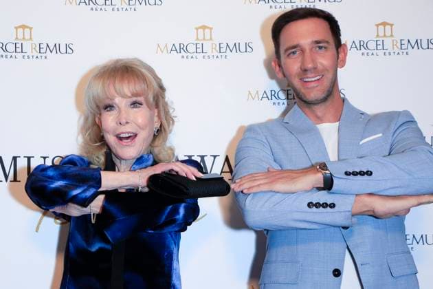 March 8, 2023, Beverly Hills, California, USA: BEVERLY HILLS, CA - MAR 8, 2023: Marcel Remus, Barbara Eden at the Remus Pre Award Tea Time at The Beverly Hills Hotel. Beverly Hills USA - ZUMAg107 20230308_zep_g107_041 Copyright: xNinaxPrommerx