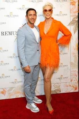 Marcel Remus and Brigitte Nielsen at the Remus Pre Award Tea Time benefiting DKMS at the Beverly Hills Hotel Beverly Hills, 08 03 2023. Foto:xD.xBedrosianx xFuturexImage