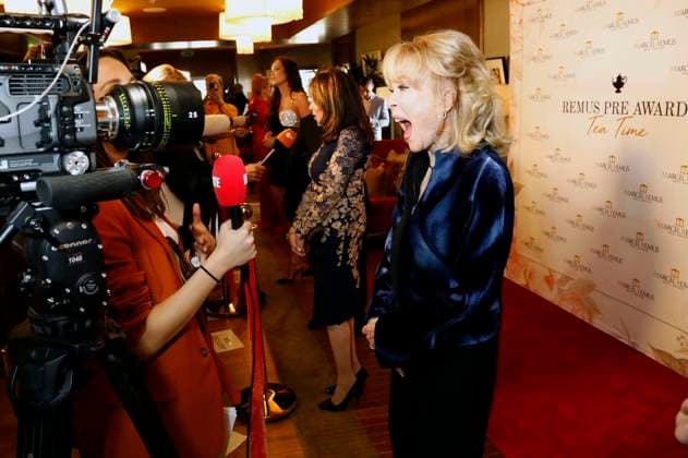 Davina Potratz, Kate Linder and Barbara Eden at the Remus Pre Award Tea Time to benefit DKMS at the Beverly Hills Hotel Beverly Hills, 08 03 2023. Foto:xD.xBedrosianx xFuturexImage