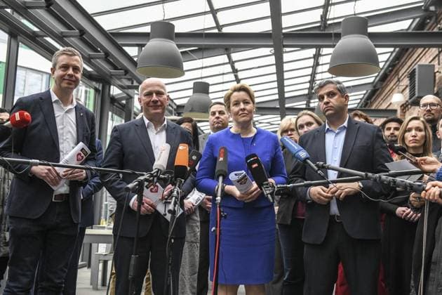 <p>Am 9. März 2023 fanden in Berlin Koalitionsverhandlungen zwischen der CDU und der SPD statt.vl. Stefan Evers, Kai Wegner, Franziska Giffey, Raed Saleh. Deutschland Berlin Berlin Copyright: SergejxGlanze