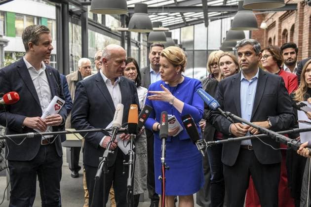 <p>Am 9. März 2023 fanden in Berlin Koalitionsverhandlungen zwischen der CDU und der SPD statt.vl. Stefan Evers, Kai Wegner, Franziska Giffey, Raed Saleh. Deutschland Berlin Berlin Copyright: SergejxGlanze