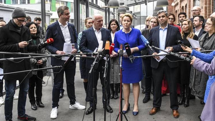 <p>Am 9. März 2023 fanden in Berlin Koalitionsverhandlungen zwischen der CDU und der SPD statt.vl. Stefan Evers, Kai Wegner, Franziska Giffey, Raed Saleh. Deutschland Berlin Berlin Copyright: SergejxGlanze