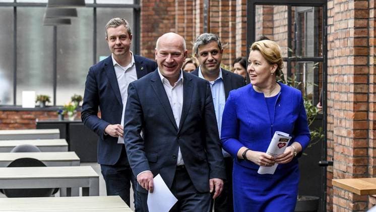 <p>Am 9. März 2023 fanden in Berlin Koalitionsverhandlungen zwischen der CDU und der SPD statt.vl. Stefan Evers, Kai Wegner, Franziska Giffey, Raed Saleh. Deutschland Berlin Berlin Copyright: SergejxGlanze