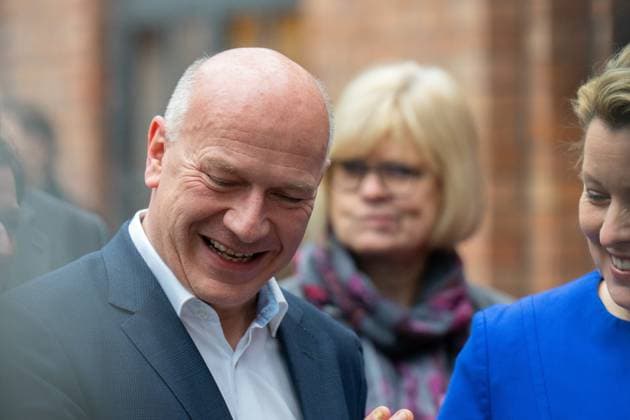 Coalition negotiations, Kai Wegner, CDU, state chairman Franziska Giffey, SPD, governing mayor of Berlin, Stefan Evers, CDU, Kai Wegner, CDU, state chairman of CDU Berlin, Raed Saleh, SPD, chairman of SPD Berlin, coalition negotiations between CDU and SPD Berlin Berlin GER