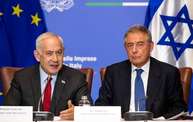 News Themen der Woche KW10 March 10, 2023, ROME, ITALY: Italy s Industry Minister Adolfo Urso and Israeli Prime Minister Benjamin Netanyahu attend the Economic Forum for Business in Rome, Italy, 10 March 2023. ANSA ANGELO CARCONI ROME ITALY - ZUMAa110 20230310_zaf_a110_003 Copyright: xAngeloxCarconix