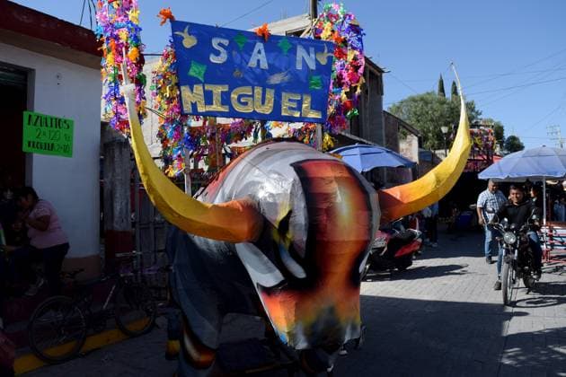 Monumental Cardboard Exhibition During International Fireworks Fair 08 March 2023, Tultepec, Mexico: General view of monumental cardboard figures as part of the International Fireworks Fair 2023 (IFF), festival in honor of Saint John of God, saint of fireworks. The bulls are paper mache and cardboard. Since morning they parade through the streets and compete for the bull with the best design. on March 12, 2023 in Tultepec, Mexico. (Photo: Francisco Morales Eyepix Group) Copyright: xFranciscoxMorales xEyepixxGroupx DM_9002_FM_6461