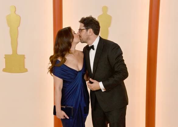 (L-R) Katie Lowes and Adam Shapiro attend the 95th annual Academy Awards at the Dolby Theatre in the Hollywood section of Los Angeles on Sunday, March 12, 2023.  LAP2023031211010 JIMxRUYMEN