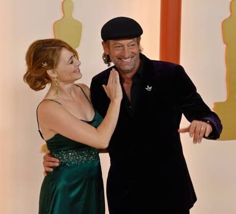 (L-R) Deanne Bray and Troy Kotsur attend the 95th annual Academy Awards at the Dolby Theatre in the Hollywood section of Los Angeles on Sunday, March 12, 2023.  LAP2023031214 JIMxRUYMEN