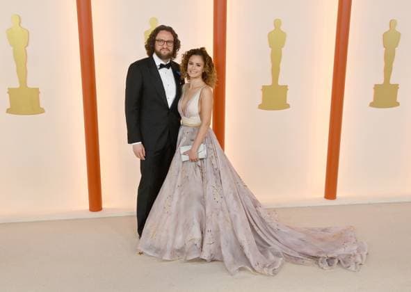 (L-R) Markus Frank and Nadija Frank attend the 95th annual Academy Awards at the Dolby Theatre in the Hollywood section of Los Angeles on Sunday, March 12, 2023.  LAP2023031211043 JIMxRUYMEN