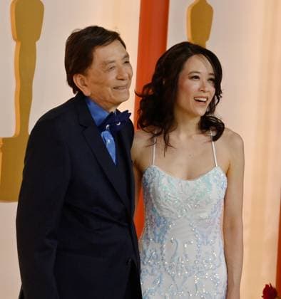 (L-R) James Hong and April Hong attend the 95th annual Academy Awards at the Dolby Theatre in the Hollywood section of Los Angeles on Sunday, March 12, 2023.  LAP2023031274 JIMxRUYMEN
