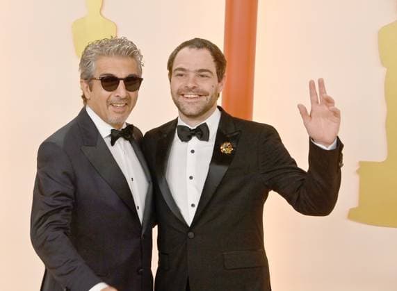 (L-R) Ricardo Darin, and Peter Lanzani attend the 95th annual Academy Awards at the Dolby Theatre in the Hollywood section of Los Angeles on Sunday, March 12, 2023.  LAP2023031211085 JIMxRUYMEN