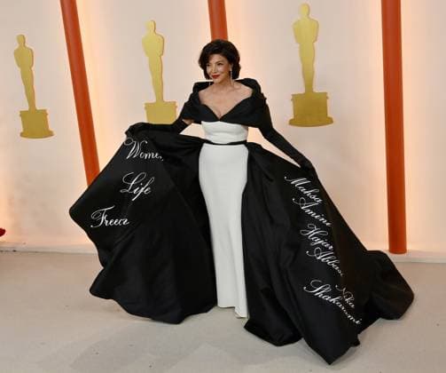 Shohreh Aghdashloo attends the 95th annual Academy Awards at the Dolby Theatre in the Hollywood section of Los Angeles on Sunday, March 12, 2023.  LAP20230312147 JIMxRUYMEN