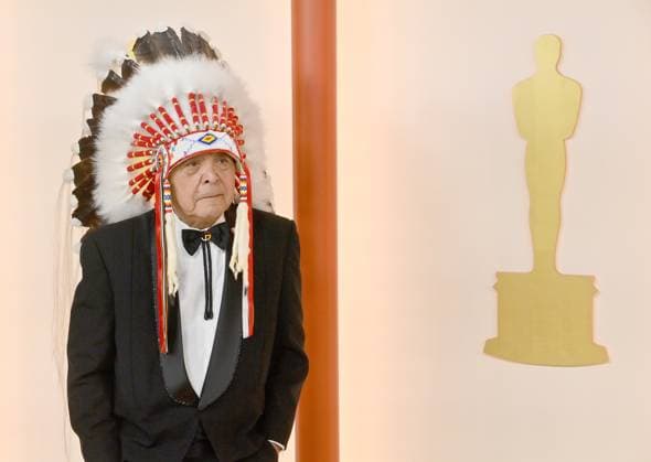 Sonny Skyhawk attends the 95th annual Academy Awards at the Dolby Theatre in the Hollywood section of Los Angeles on Sunday, March 12, 2023.  LAP2023031211215 JIMxRUYMEN