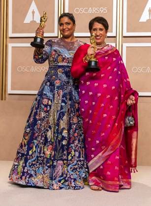 Kartiki Gonsalves and Guneet Monga (R) pose with their Oscars for Best Documentary Short Film for The Elephant Whisperers , in the press room of the Academy Awards ceremony , today, at the Dolby Theater in Hollywood, USA, 12 March 2023. The Elephant Whisperers wins the Oscar for Best Documentary Short Film !ACHTUNG: NUR REDAKTIONELLE NUTZUNG!  Copyright: xArmandoxArorizox AME1952 20230313-bc052049face5b4e991b314073622882dbd22344