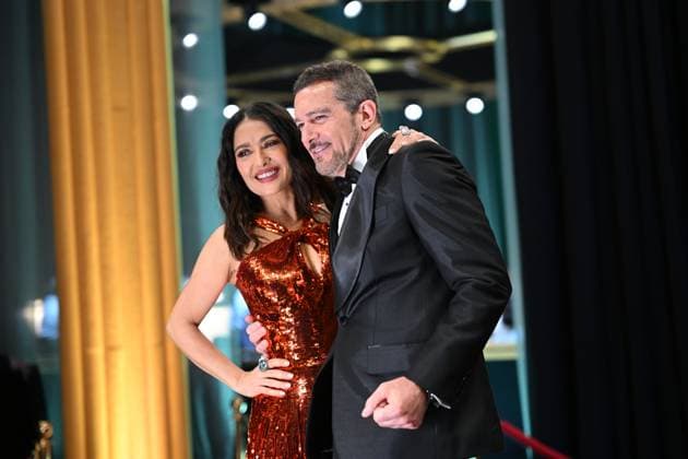 Salma Hayek and Antonio Banderas backstage during the live ABC telecast of the 95th OscarsÂ® at the DolbyÂ® Theatre at Ovation Hollywood on Sunday, March 12, 2023.  Copyright: xA.M.P.A.S.x 34494-435PLX