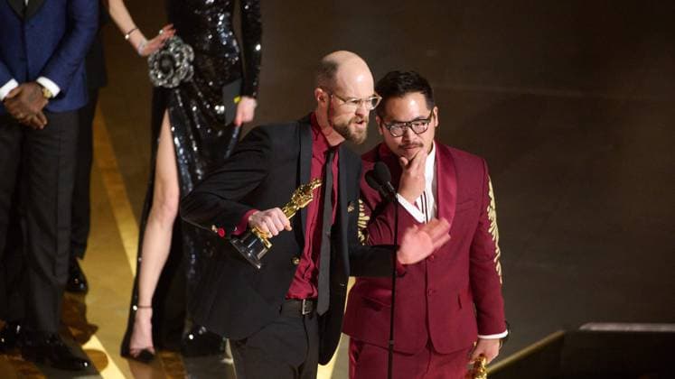 Daniel Scheinert and Daniel Quan accept the OscarÂ® for Directing during the live ABC telecast of the 95th OscarsÂ® at the DolbyÂ® Theatre at Ovation Hollywood on Sunday, March 12, 2023.  Copyright: xA.M.P.A.S.x 34494-510PLX