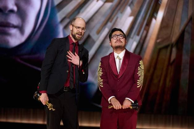 Daniel Scheinert and Daniel Quan accept the OscarÂ® for Directing during the live ABC telecast of the 95th OscarsÂ® at the DolbyÂ® Theatre at Ovation Hollywood on Sunday, March 12, 2023.  Copyright: xA.M.P.A.S.x 34494-518PLX