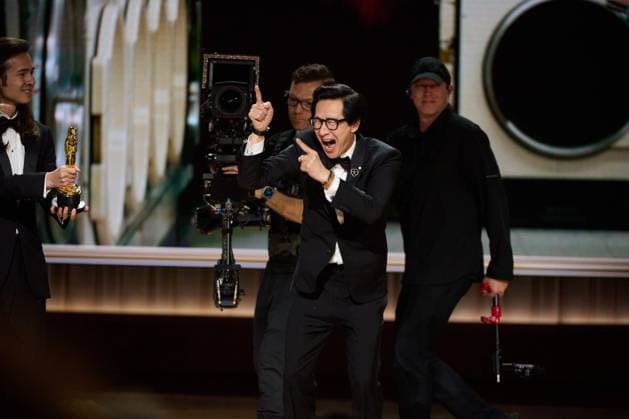 Ke Huy Quan reacts to a win for the OscarÂ® for Best Picture during the live ABC telecast of the 95th OscarsÂ® at the DolbyÂ® Theatre at Ovation Hollywood on Sunday, March 12, 2023.  Copyright: xA.M.P.A.S.x 34494-533PLX