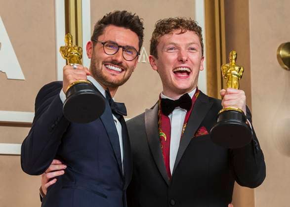 Tom Berkeley and Ross White pose with their Oscars for Best Live Short Film for An Irish Goodbye , in the press room of the 95th edition of the Academy Awards ceremony, at the Dolby Theater in Hollywood, USA, 12 March 2023. 95th edition of the Academy Awards in Hollywood !ACHTUNG: NUR REDAKTIONELLE NUTZUNG!  Copyright: xArmandoxArorizox AME1981 20230313-021e6c5c8541557cc57c2d5f63aa05953d72bbff