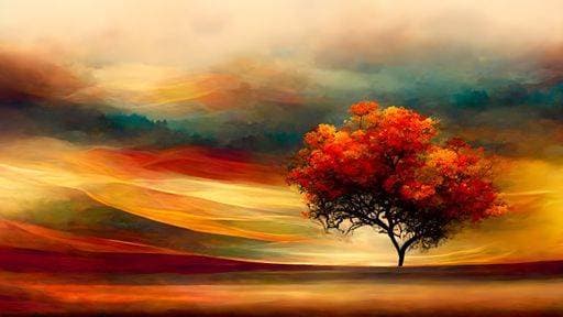 IMAGO Creative: Herbst, Illustrationen RECORD DATE NOT STATED Illustrative painting of an autumn scene with trees. Oil painting. *** illustrativ Malerei des An&Verkauf Herbst Szene mit Bäume Öl Malerei 10524841
