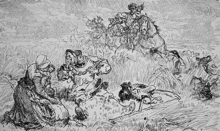 Deutscher Bauernkrieg 1525, die Notlage der Bauern, Historisch, digital restaurierte Reproduktion von einer Vorlage aus dem 19. Jahrhundert