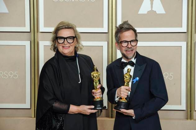 Ernestine Hipper, Christian M. Goldbeck in the press room for 95th Academy Awards - Photo Room, Dolby Theatre, Los Angeles, CA March 12, 2023. Photo By: Elizabeth Goodenough Everett Collection in the press room for 95th Academy Awards - Photo Room, Dolby Theatre, Los Angeles, CA March 12, 2023. Photo By: Elizabeth Goodenough Everett Collection PUBLICATIONXNOTxINxCANxCHNxFRAxITAxJPNxNORxPOLxRUSxESPxUKxUSA
