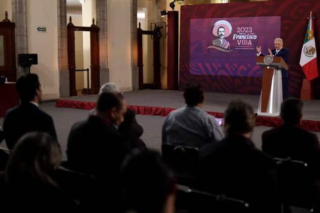President of Mexico highlights Mexico s triumph against the US in the World Baseball Classic March 13, 2023, Mexico City, Mexico: The President of Mexico, Andres Manuel Lopez Obrador during the press conference before reporters at the National Palace in Mexico City. on March 13, 2023 in Mexico City, Mexico (Photo by Luis Barron Eyepix Group). Copyright: xLuisxBarronx xEyepixxGroupx LB20230313_AMLO_BEIS14
