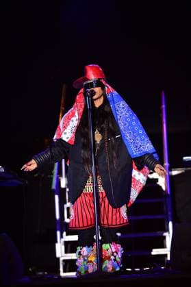 MIAMI GARDENS, FLORIDA - MARCH 12: Erykah Badu performs live on stage during The 16th Annual Jazz in The Gardens Music Fest (JITG) day2 at Hard Rock Stadium on March 12, 2023 in Miami Gardens, Florida. Copyright: xMPI10x xMediaPunchx
