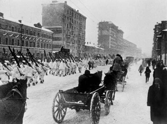 Ski detachments of Red Army going to front 678914 05.12.1941 Photo reproduction. Ski detachments of the Red Army going to the front. The Great Patriotic War of 1941-1945. Moscow. Winter 1941-1942. RIA Novosti Sputnik Moscow Russia  Copyright: xRIAxNovostix
