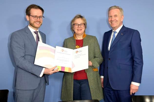 Matthias Slunitschek, Eva Maria Welskop Deffaa and Christian Wulff at the press conference Hier klingt s mir gut the nationwide project for more participation in music in the House of the Federal Press Conference Berlin, 14 03 2023 Foto:xF.xKernx xFuturexImage
