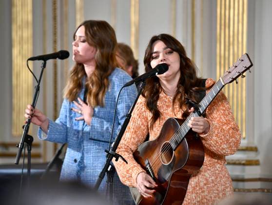 STOCKHOLM 230314 The recipients of the governments music export award for 2022, sisters Klara and Johanna Söderberg in First Aid Kit, perform in the Bla Salongen at the Ministry of Foreign Affairs after the award ceremony Stockholm Sweden POL x12150x,  Copyright: xCaisaxRasmussenx xTTx MUSIKEXPORTPRISET TTABB0000000000170120