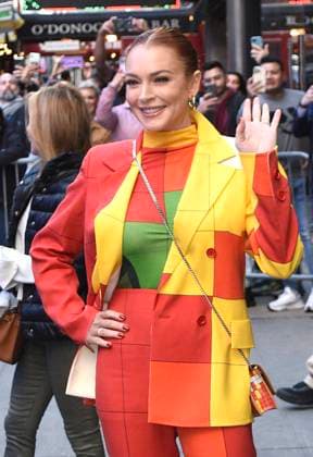 **FILE PHOTO** Lindsay Lohan Announces Pregnancy** NEW YORK, NY- November 08: Lindsay Lohan seen exiting GMA in New York City on November 08, 2022. Copyright: xMPI99 MediaPunchx