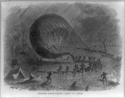 RECORD DATE NOT STATED Professor Lowe s balloon Eagle in a storm. Title from item, Landauer Collection. Lowe, T. S. C, (Thaddeus Sobieski Coulincourt), 1832-1913, Balloons (Aircraft), 1860-1870, Military personnel, Union, 1860-1870, StForms, 1860-1870, Rain, 1860-1870, United States, History, Civil War, 1861-1865, Military tactics, Union. Copyright: xpiemagsx civwarpietiff12032023-1251 !ACHTUNG AUFNAHMEDATUM GESCHÄTZT!