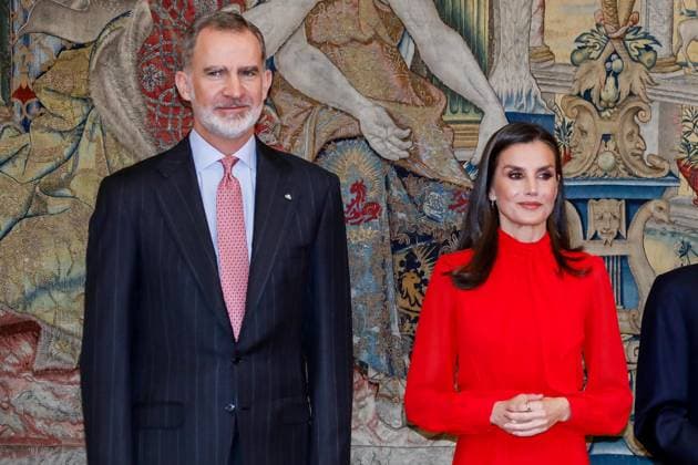 15-03-2023 Madrid Queen Letizia and King Felipe during the ceremony of the 10th edition of honorary ambassadors of the Spain brand, an initiative of the leading brands of Spain forum (FMRE), at the El Pardo palace in Madrid. No Spain Â  Copyright: xPPEx