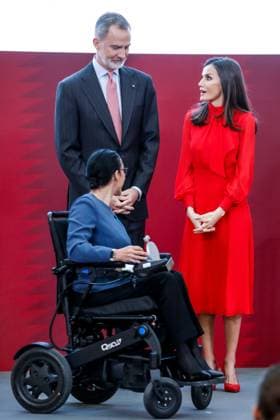 15-03-2023 Madrid Queen Letizia and King Felipe with Teresa Perales during the ceremony of the 10th edition of honorary ambassadors of the Spain brand, an initiative of the leading brands of Spain forum (FMRE), at the El Pardo palace in Madrid. No Spain Â  Copyright: xPPEx