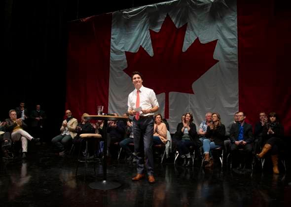 March 15, 2023, Clarenville, NL, Canada: Prime Minister Justin Trudeau participates in a town hall meeting with local chambers of commerce at the Amphitheatre at the Eastlink Events Centre in Clarenville, N.L., Wednesday, March 15, 2023. Clarenville Canada  - ZUMAc35_ 20230315_zaf_c35_028 Copyright: xPaulxDalyx