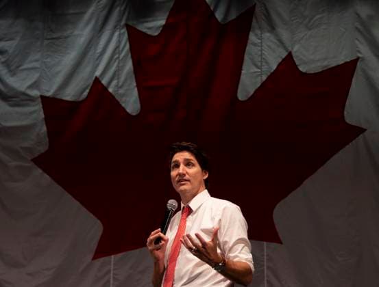 News Bilder des Tages March 15, 2023, Clarenville, NL, Canada: Prime Minister Justin Trudeau participates in a town hall meeting with local chambers of commerce at the Amphitheatre at the Eastlink Events Centre in Clarenville, N.L., Wednesday, March 15, 2023. Clarenville Canada  - ZUMAc35_ 20230315_zaf_c35_030 Copyright: xPaulxDalyx