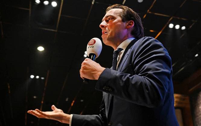 EGMOND AAN ZEE - Thierry Baudet on the results evening of the Forum of Democracy for the Provincial Council elections. ANP OLAF KRAAK netherlands out - belgium out  Copyright: xx x465076534x originalFilename: 465076534.jpg