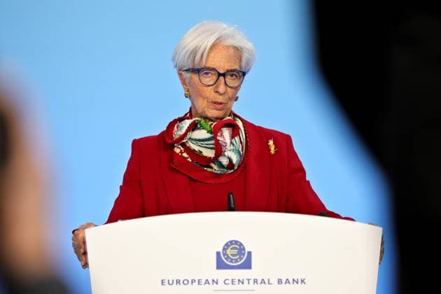 News Themen der Woche KW11 News Bilder des Tages 16.03.2023, Frankfurt, DEU Pressekonferenz der Europaeischen Zentralbank, ECB, Christine Lagarde, Praesidentin der Europaeischen Zentralbank *** 16 03 2023, Frankfurt, DEU Press Conference of the European Central Bank, ECB, Christine Lagarde, President of the European Central Bank