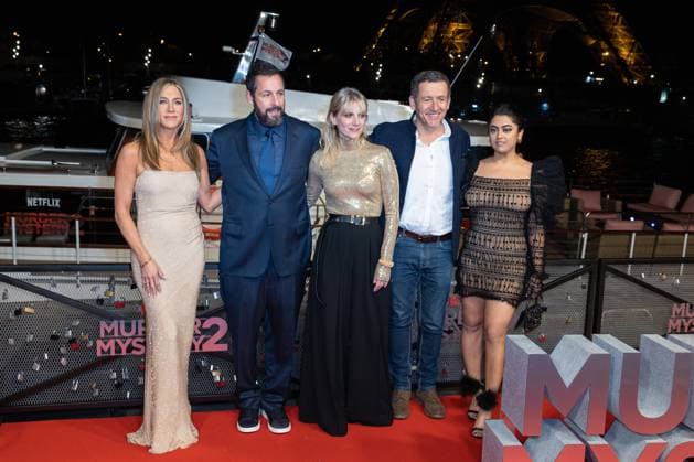 Entertainment Themen der Woche KW11 Entertainment Bilder des Tages Murder Mystery 2 premiere at the Eiffel Tower in Paris. Celebrities arrival on red carpet. Avant-premiere du film Murder Mystery 2 Ã la Tour Eiffel Ã Paris. Jennifer Aniston, Adam Sandler, Melanie Laurent, Dany Boon et Kuhoo Verma. 289736 2023-03-16 Paris France  Copyright: xSebastienxFremontx xStarfacex STAR_289736_008