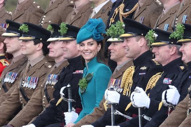Entertainment Themen der Woche KW11 Entertainment Bilder des Tages . 17 03 2023. London, United Kingdom. Prince William and Kate Middleton, the Prince and Princess of Wales, at the Irish Guards St.Patrick s Day Parade in Aldershot, United Kingdom.  xStephenxLockx xi-Imagesx IIM-24245-0048