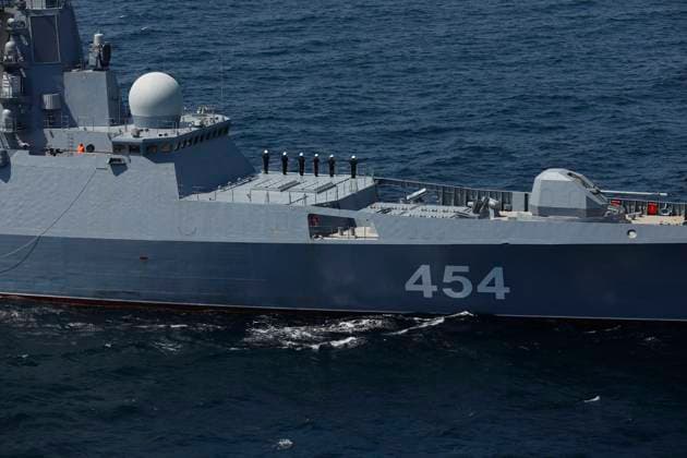 March 18, 2023, UNDEFINED, UNDEFINED, INDIAN OCEAN: A handout the Iranian Army on March 18, 2023, shows warships during a Russia, China, and Iran joint naval exercise in the Gulf of Oman. Russia, China, and Iran finished a joint maritime training in the Gulf of Oman. UNDEFINED INDIAN OCEAN - ZUMAi98_ 20230318_zih_i98_005 Copyright: xIranianxArmyxOfficex